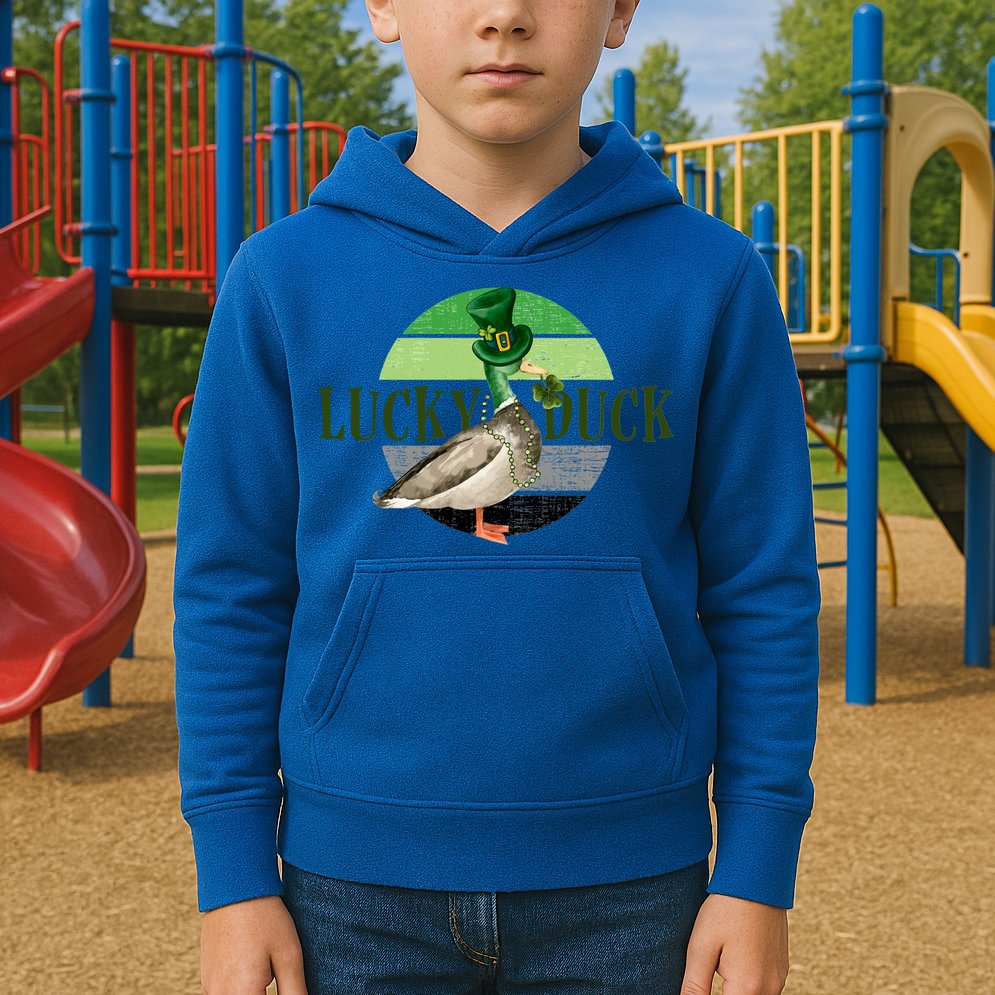 Lucky Duck St Patricks Day Duck Hunting Silly Goose Gift Kids Hoodie