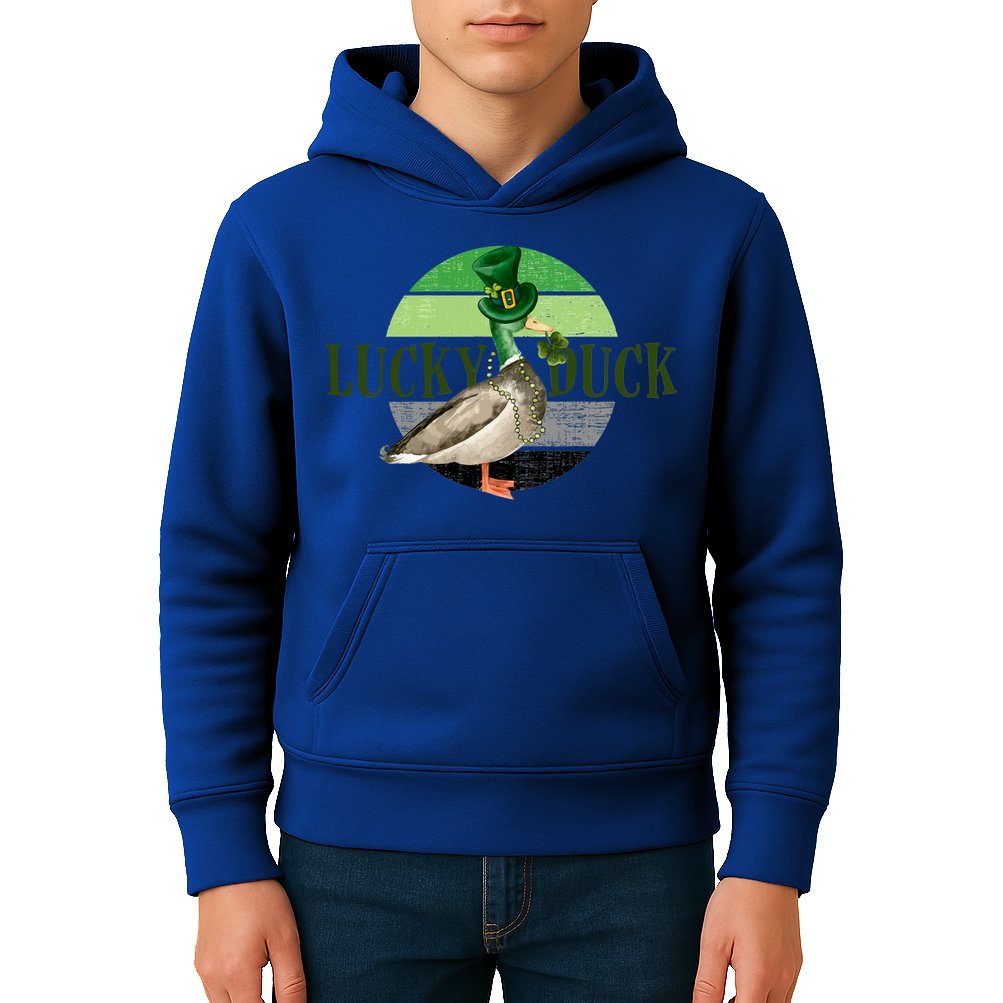 Lucky Duck St Patricks Day Duck Hunting Silly Goose Gift Kids Hoodie