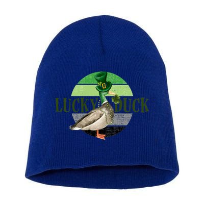 Lucky Duck St Patricks Day Duck Hunting Silly Goose Gift Short Acrylic Beanie