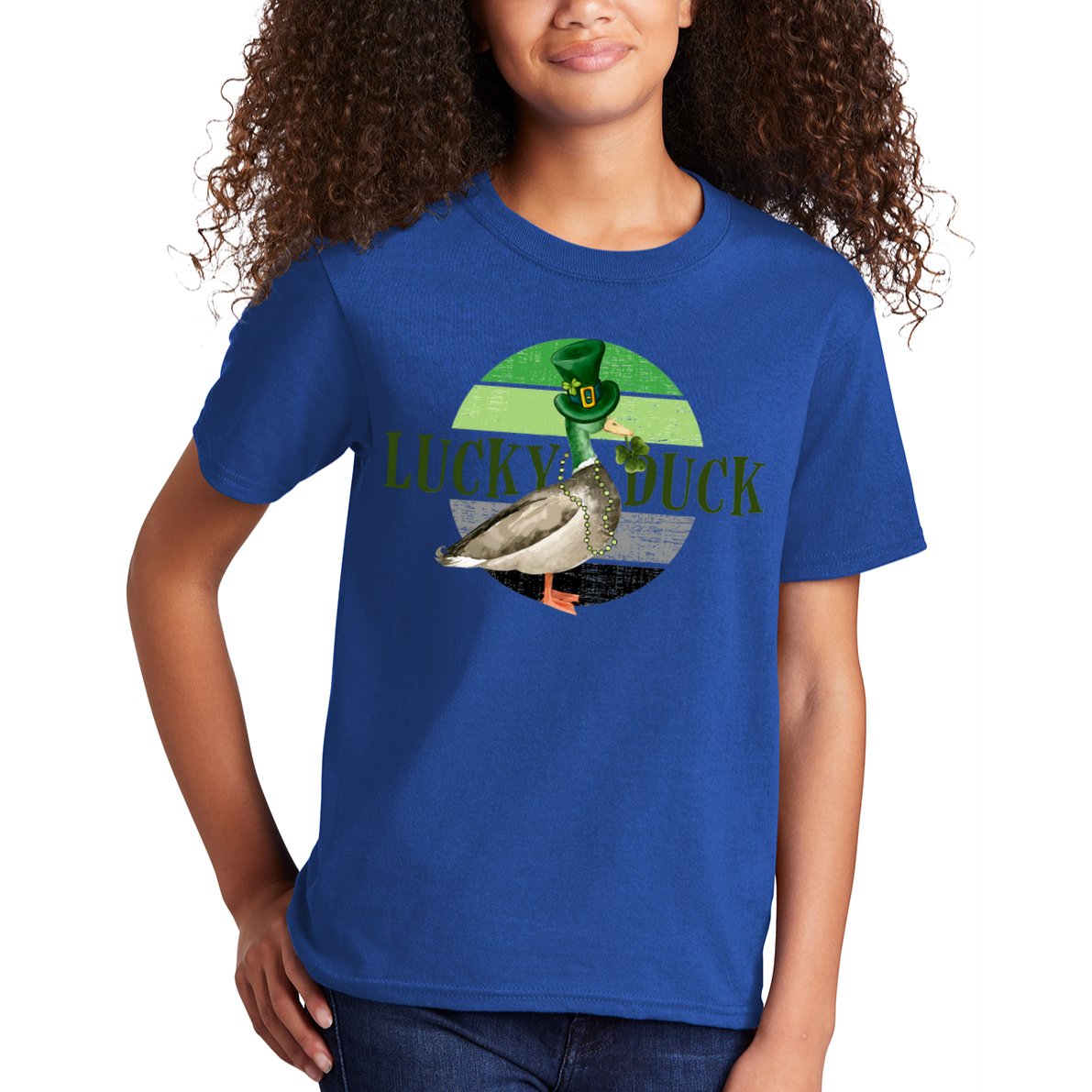 Lucky Duck St Patricks Day Duck Hunting Silly Goose Gift Kids T-Shirt