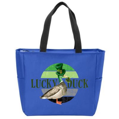 Lucky Duck St Patricks Day Duck Hunting Silly Goose Gift Zip Tote Bag