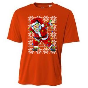 Lighting Dabbing Santa Christmas Ugly Sweater Dabbing Xmas Gift Cooling Performance Crew T-Shirt