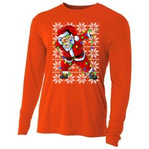 Lighting Dabbing Santa Christmas Ugly Sweater Dabbing Xmas Gift Cooling Performance Long Sleeve Crew