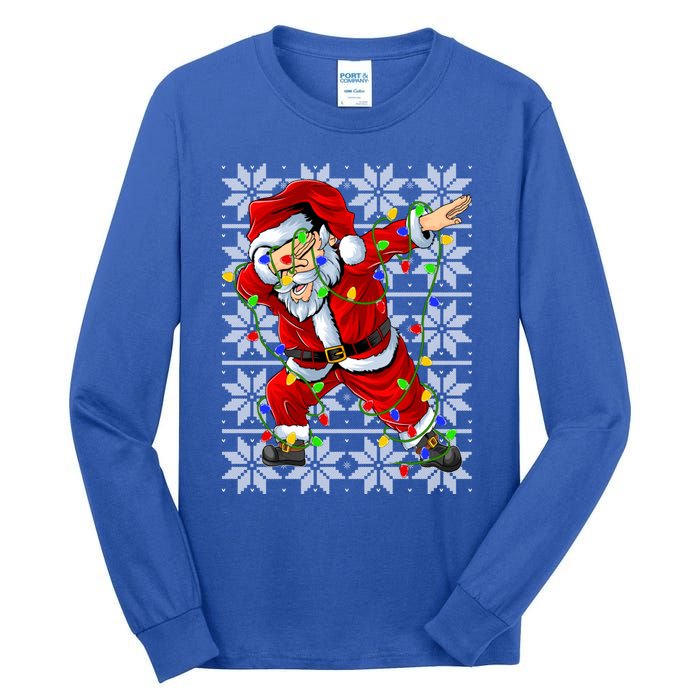 Lighting Dabbing Santa Christmas Ugly Sweater Dabbing Xmas Gift Tall Long Sleeve T-Shirt