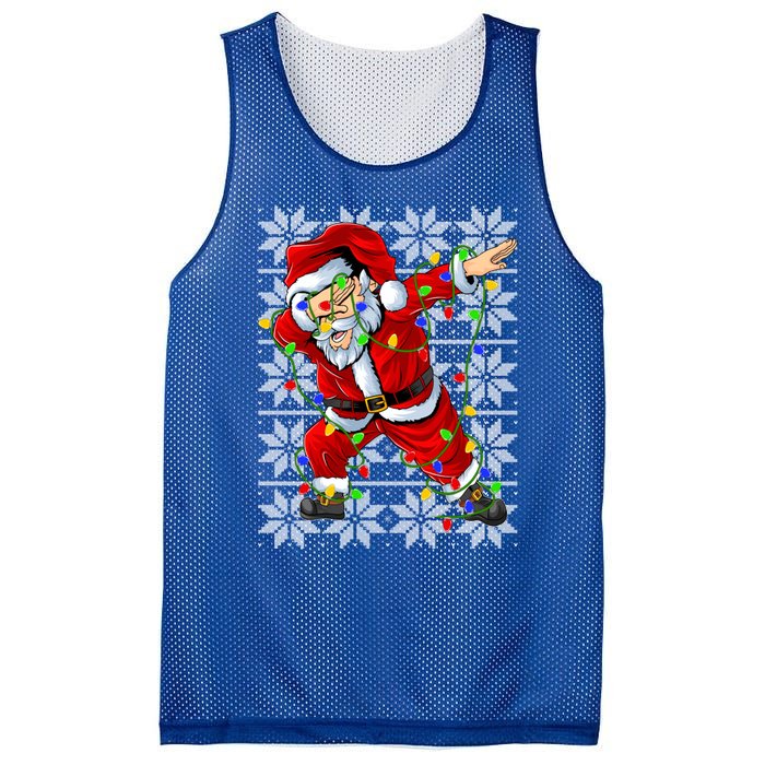 Lighting Dabbing Santa Christmas Ugly Sweater Dabbing Xmas Gift Mesh Reversible Basketball Jersey Tank