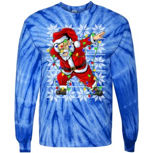 Lighting Dabbing Santa Christmas Ugly Sweater Dabbing Xmas Gift Tie-Dye Long Sleeve Shirt