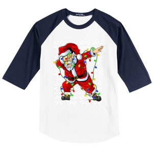 Lighting Dabbing Santa Christmas Ugly Sweater Dabbing Xmas Gift Baseball Sleeve Shirt