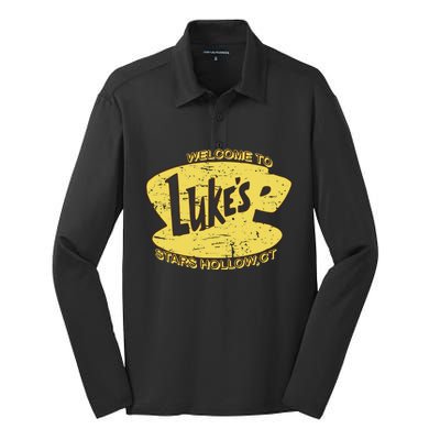 Lukes Diner Stars Hollow Silk Touch Performance Long Sleeve Polo