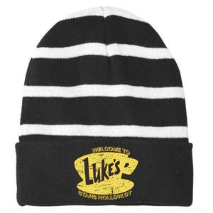 Lukes Diner Stars Hollow Striped Beanie with Solid Band