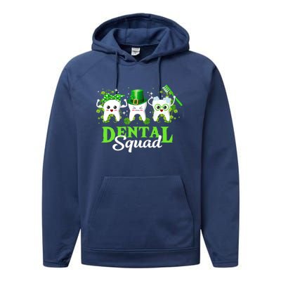 Leprechaun Dental Squad Dentist Shamrocks St Patricks Day Meaningful Gift Performance Fleece Hoodie