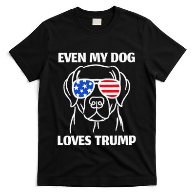 Labrador Dog Sunglasses Usa Flag Even My Dog Loves Trump T-Shirt