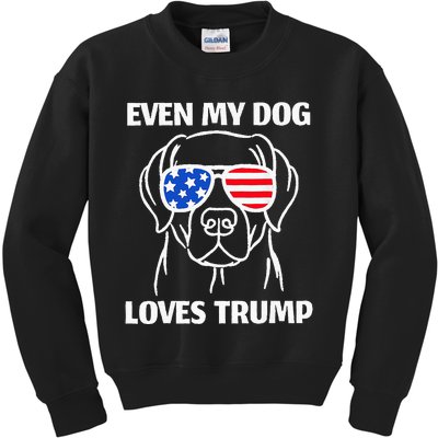 Labrador Dog Sunglasses Usa Flag Even My Dog Loves Trump Kids Sweatshirt