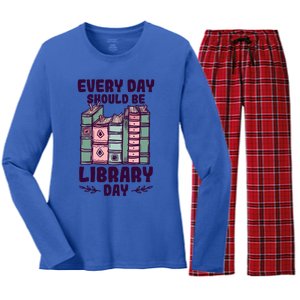 Library Day School Librarian Library Worker Cute Gift Women's Long Sleeve Flannel Pajama Set 