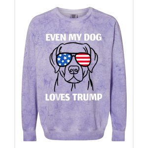 Labrador Dog Sunglasses Usa Flag Even My Dog Loves Trump Colorblast Crewneck Sweatshirt