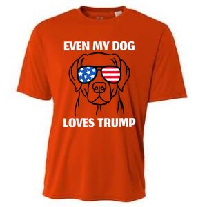 Labrador Dog Sunglasses Usa Flag Even My Dog Loves Trump Cooling Performance Crew T-Shirt