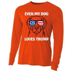 Labrador Dog Sunglasses Usa Flag Even My Dog Loves Trump Cooling Performance Long Sleeve Crew