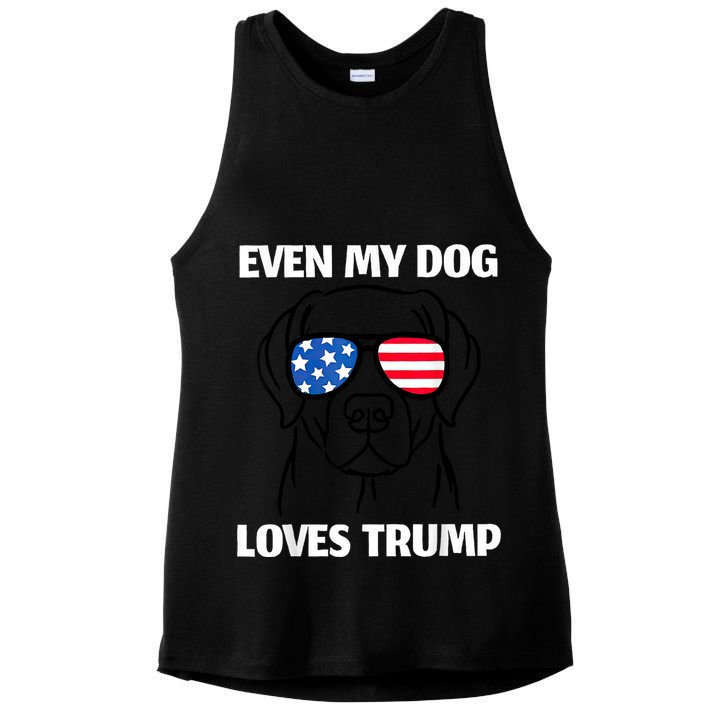 Labrador Dog Sunglasses Usa Flag Even My Dog Loves Trump Ladies PosiCharge Tri-Blend Wicking Tank