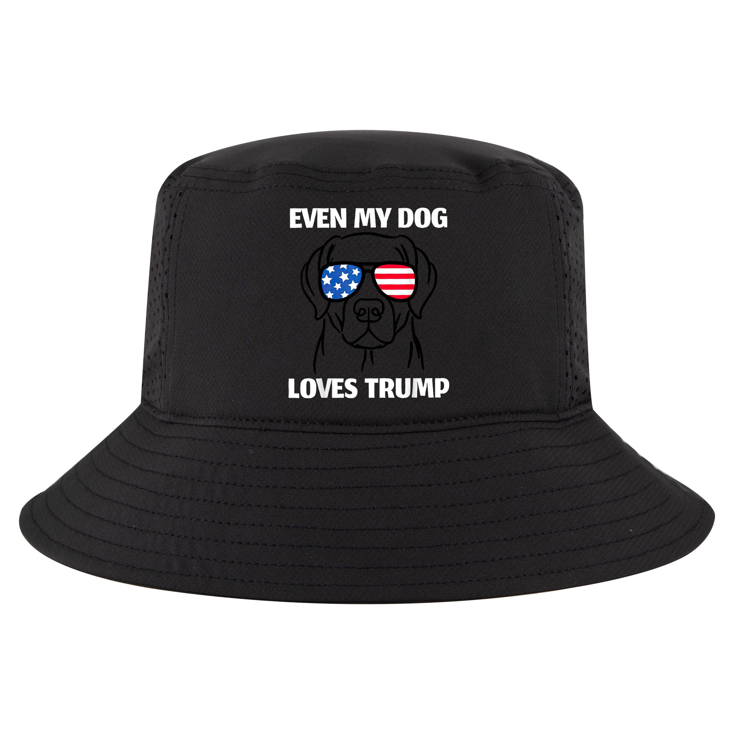 Labrador Dog Sunglasses Usa Flag Even My Dog Loves Trump Cool Comfort Performance Bucket Hat