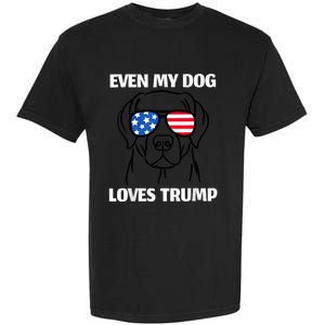 Labrador Dog Sunglasses Usa Flag Even My Dog Loves Trump Garment-Dyed Heavyweight T-Shirt