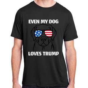 Labrador Dog Sunglasses Usa Flag Even My Dog Loves Trump Adult ChromaSoft Performance T-Shirt