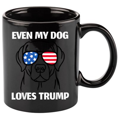 Labrador Dog Sunglasses Usa Flag Even My Dog Loves Trump 11oz C Handle Ceramic Mug