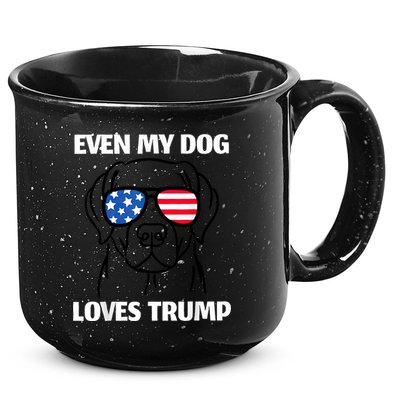Labrador Dog Sunglasses Usa Flag Even My Dog Loves Trump 15oz Campfire Ceramic Mug