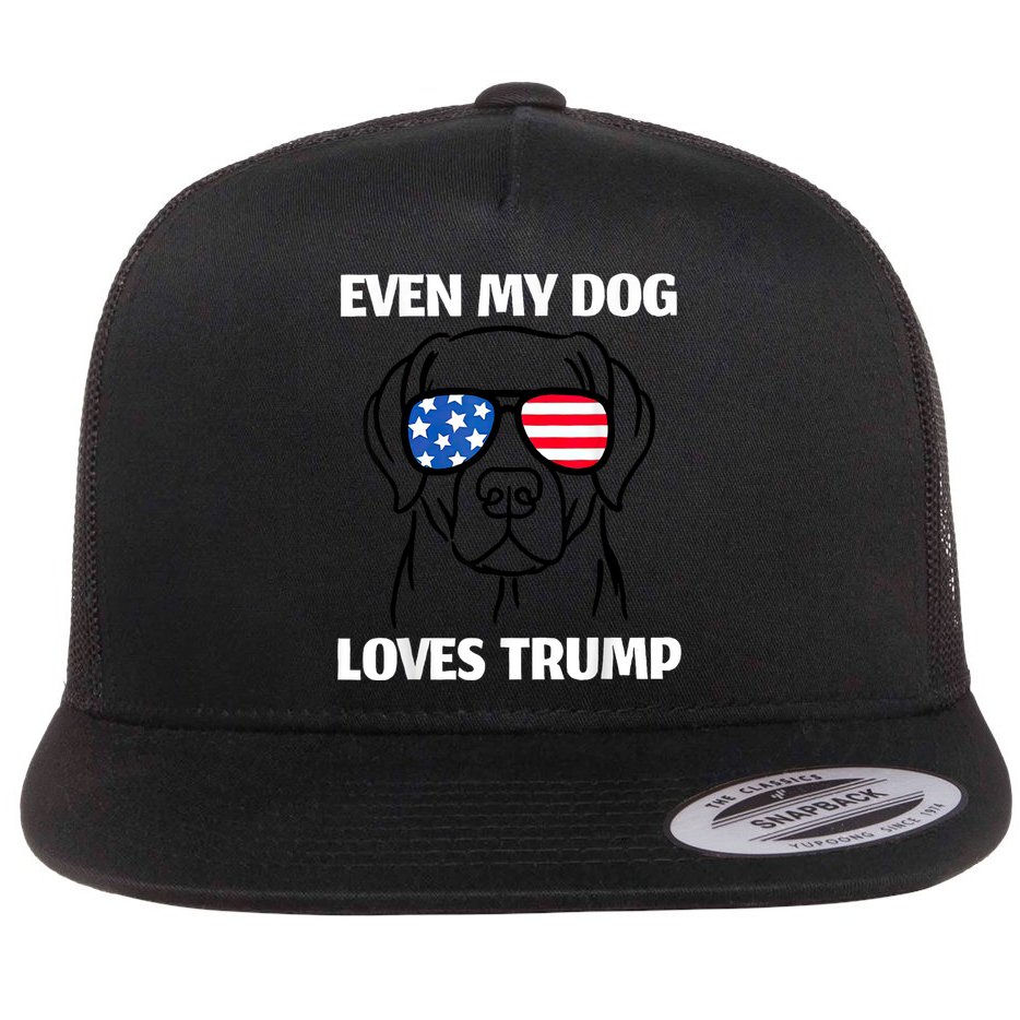 Labrador Dog Sunglasses Usa Flag Even My Dog Loves Trump Flat Bill Trucker Hat
