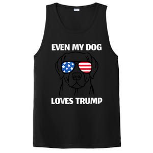 Labrador Dog Sunglasses Usa Flag Even My Dog Loves Trump PosiCharge Competitor Tank