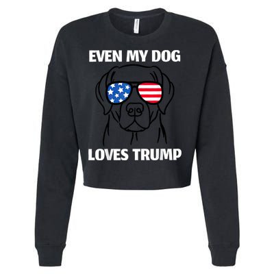 Labrador Dog Sunglasses Usa Flag Even My Dog Loves Trump Cropped Pullover Crew