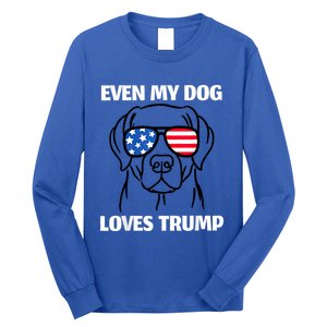 Labrador Dog Sunglasses Usa Flag Even My Dog Loves Trump Long Sleeve Shirt