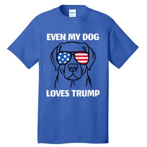 Labrador Dog Sunglasses Usa Flag Even My Dog Loves Trump Tall T-Shirt