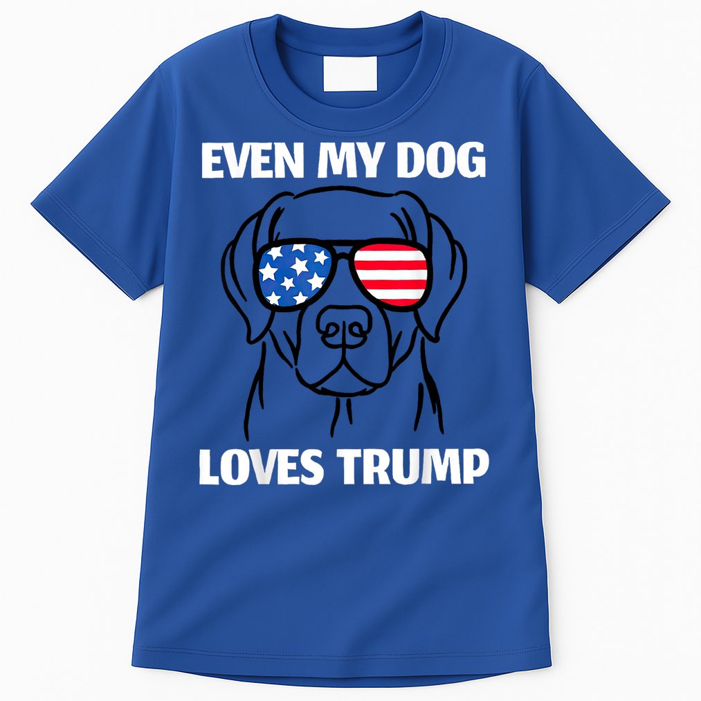 Labrador Dog Sunglasses Usa Flag Even My Dog Loves Trump Tall T-Shirt