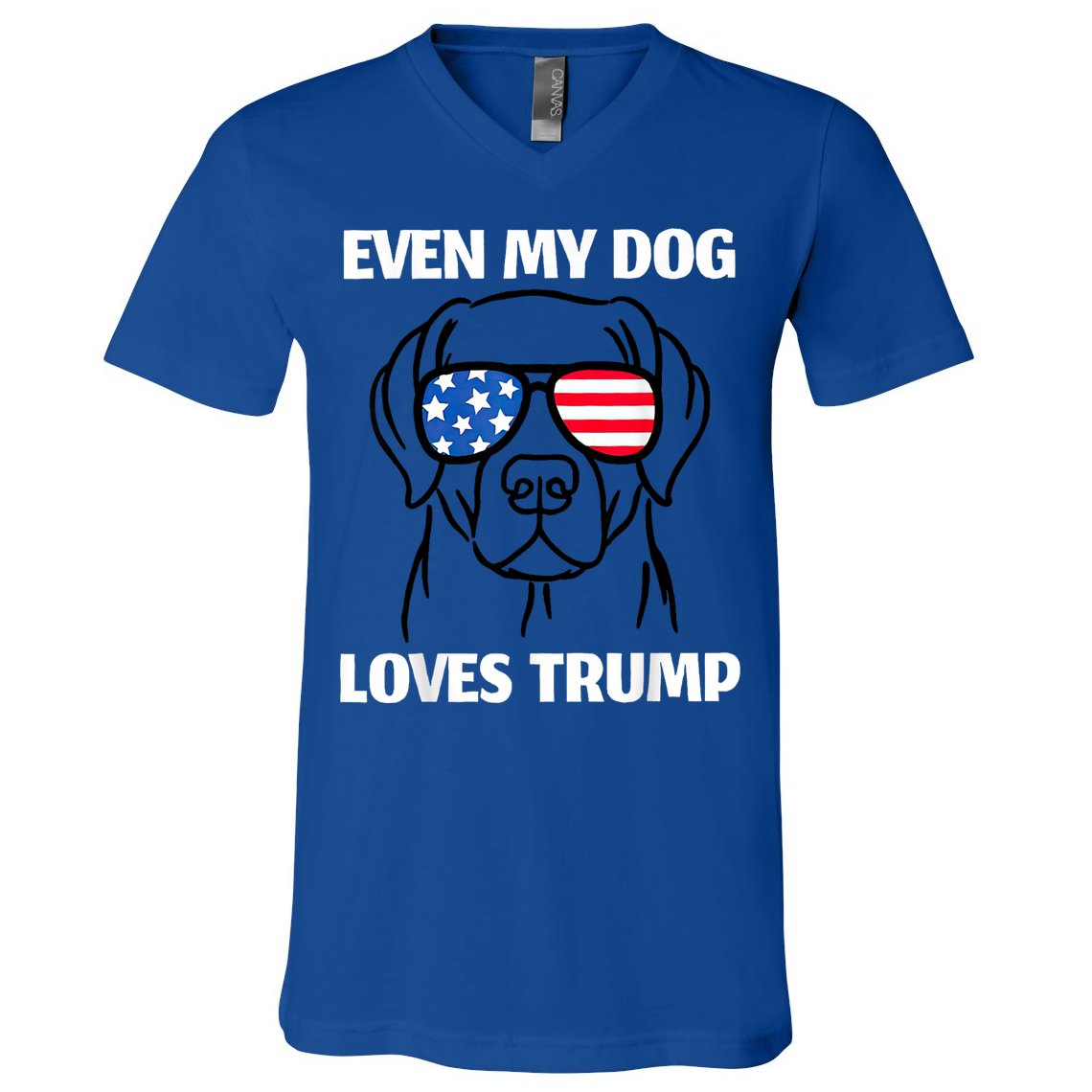 Labrador Dog Sunglasses Usa Flag Even My Dog Loves Trump V-Neck T-Shirt