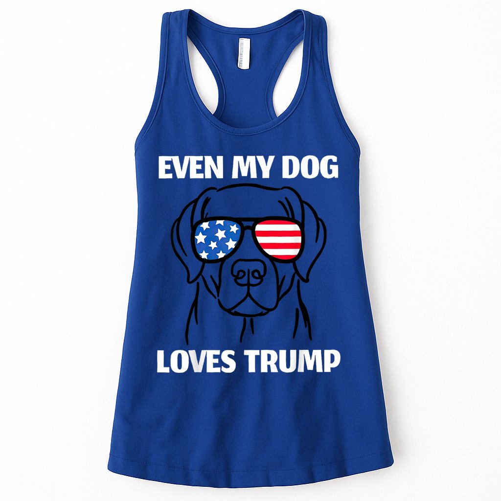 Labrador Dog Sunglasses Usa Flag Even My Dog Loves Trump Womens Tank Top