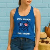 Labrador Dog Sunglasses Usa Flag Even My Dog Loves Trump Womens Tank Top