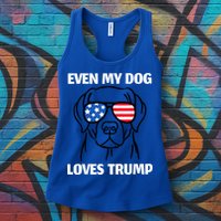 Labrador Dog Sunglasses Usa Flag Even My Dog Loves Trump Womens Tank Top