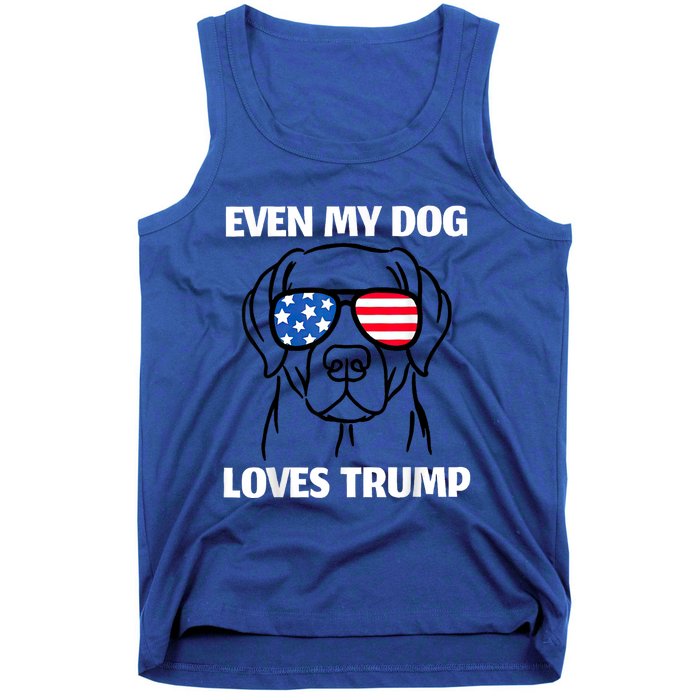 Labrador Dog Sunglasses Usa Flag Even My Dog Loves Trump Tank Top