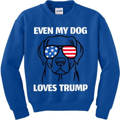 Labrador Dog Sunglasses Usa Flag Even My Dog Loves Trump Kids Sweatshirt