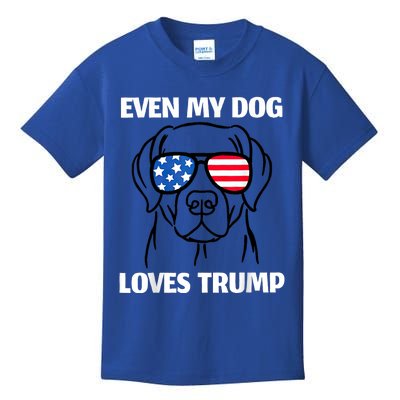 Labrador Dog Sunglasses Usa Flag Even My Dog Loves Trump Kids T-Shirt