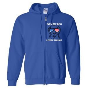 Labrador Dog Sunglasses Usa Flag Even My Dog Loves Trump Full Zip Hoodie