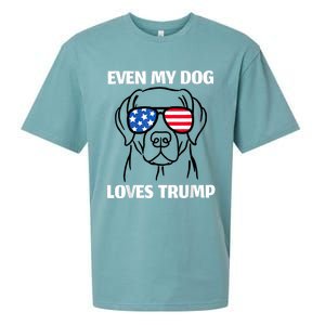 Labrador Dog Sunglasses Usa Flag Even My Dog Loves Trump Sueded Cloud Jersey T-Shirt