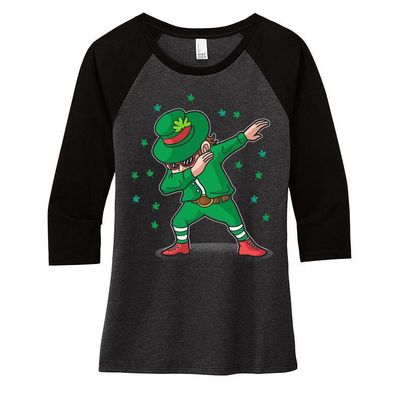 Leprechaun Dab St Patrick's Day Party Women's Tri-Blend 3/4-Sleeve Raglan Shirt