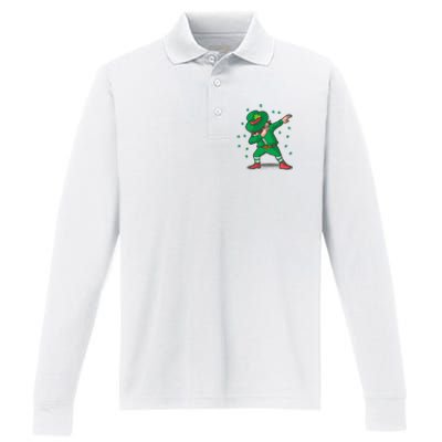 Leprechaun Dab St Patrick's Day Party Performance Long Sleeve Polo