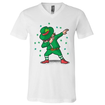 Leprechaun Dab St Patrick's Day Party V-Neck T-Shirt