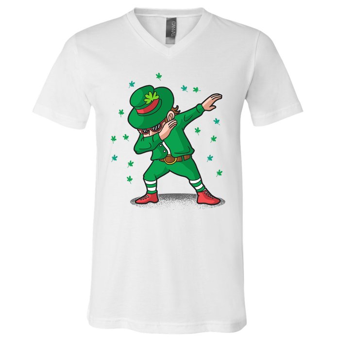 Leprechaun Dab St Patrick's Day Party V-Neck T-Shirt