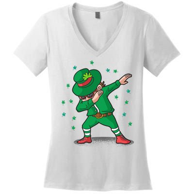 Leprechaun Dab St Patrick's Day Party Women's V-Neck T-Shirt