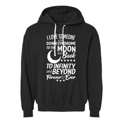 Love Someone With Down Syndrome Moon And Back Garment-Dyed Fleece Hoodie