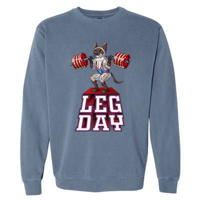 Leg Day Siamese Weight Lifting Squat Gym Gift Garment-Dyed Sweatshirt