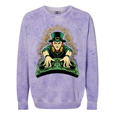 Leprechaun Dj St Patricks Colorblast Crewneck Sweatshirt