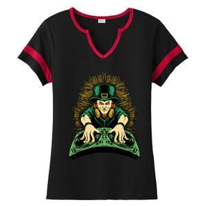 Leprechaun Dj St Patricks Ladies Halftime Notch Neck Tee